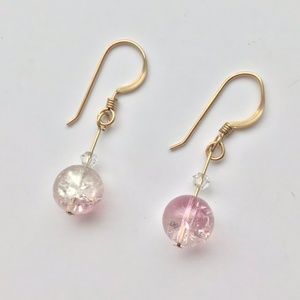 Adorable Pink/White/Gold Pearly Earrings | Classic